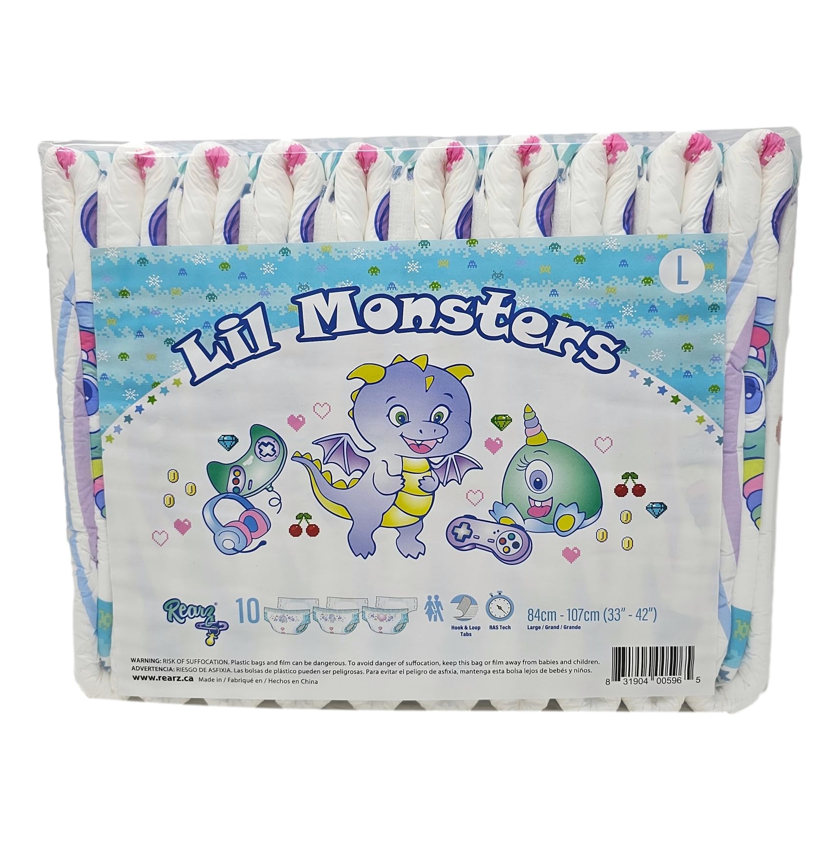 Amazon.com: Rearz - Lil Monsters - 11,000ml Adult Diapers (10 Pack