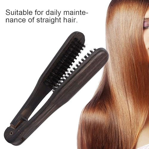 Miniatura 4 de Pinza para el cabello, peine profesional de peluquería de madera, peine alisador de pelo doble con cepillos dobles, herramienta alisadora de pelo