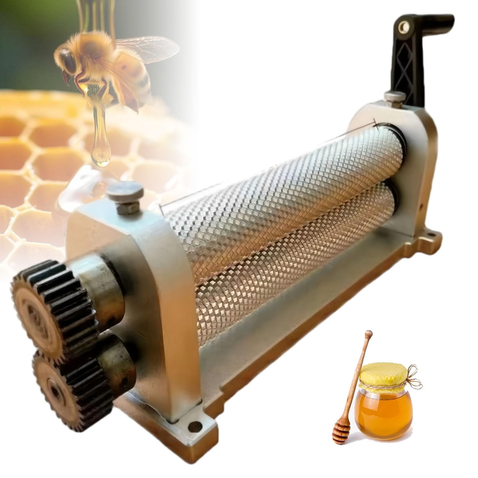 ExoticaBlend Manual Bee Wax Foundation Sheet Mills Machine Honeycomb Roller Stamper 50 x 280mm Cell Size 4.9mm/5.1mm/5.4mm for Wax Processing 4.9mm