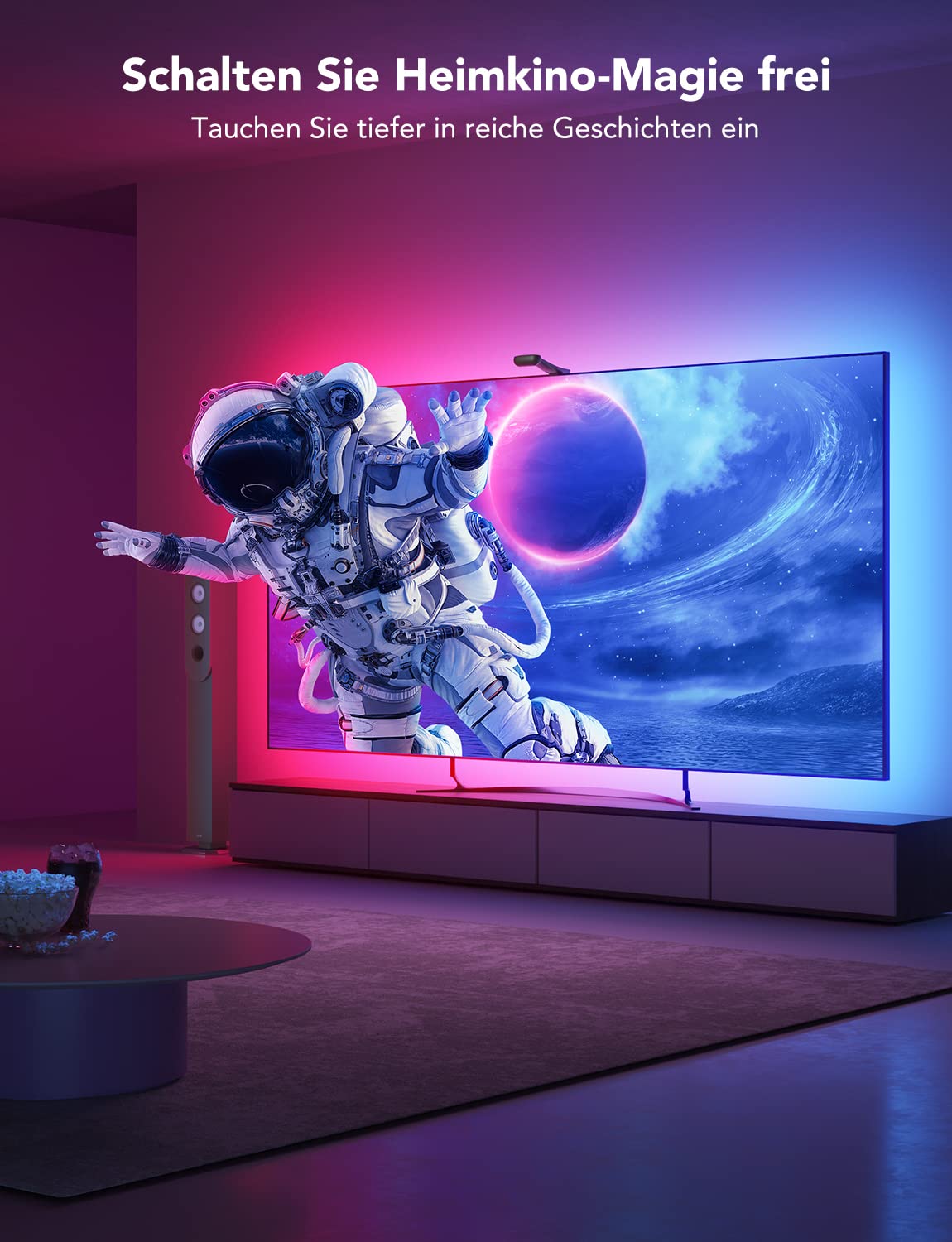 Govee Envisual TV Hintergrundbeleuchtung T2 mit Dual-Kamera für 75-85 Zoll | für 75-85 Zoll Fernseher und PC, RGBIC WiFi LED Strip kompatibel mit Alexa und Google Assistant doppelte Lichtperlen, für Dek