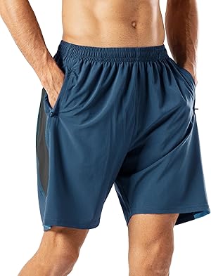 HMIYA Herren Sport Shorts Schnell Trocknend Kurze Hose mit Reißverschlusstasch