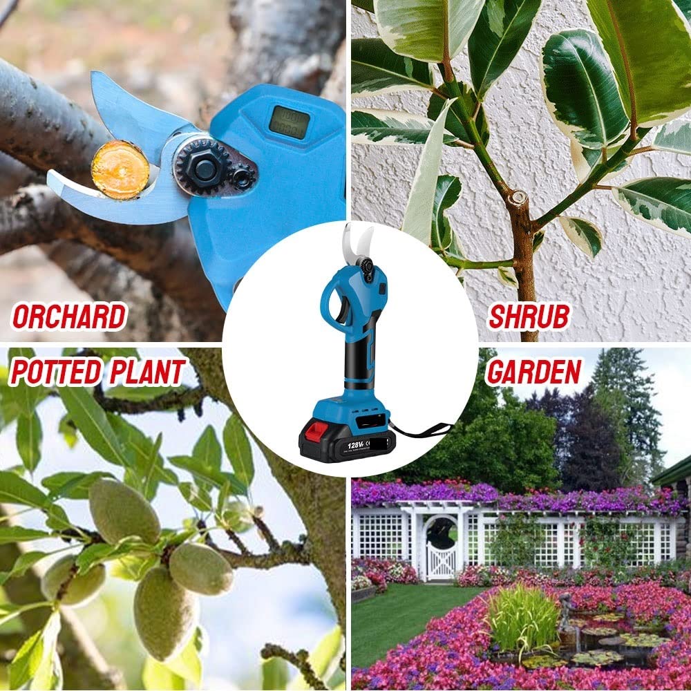 Sekatory Elektryczne Bezprzewodowe nożyce, 1280w, 30mm, akumulator, narzędzie do przycinania gałęzi drzew owocowych, bonsai, 18v(2 Battery EU Plug)