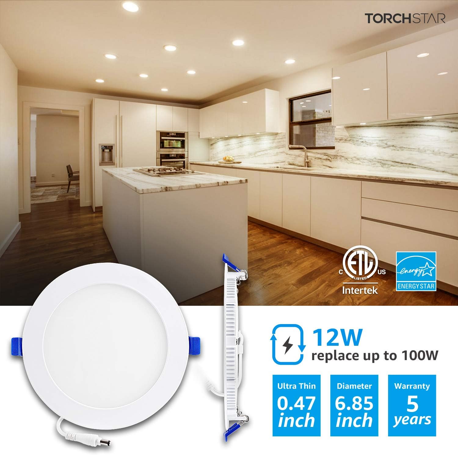 🔥 Hоt Dеаlѕ TORCHSTAR Basic Series 16-Pack 12W 6 Inch LED Recessed Lighting with Junction Box, 3000K Warm White, 5%-100% Dimmable, Ultra-Thin LED Downlight, ETL and Energy Star Certified