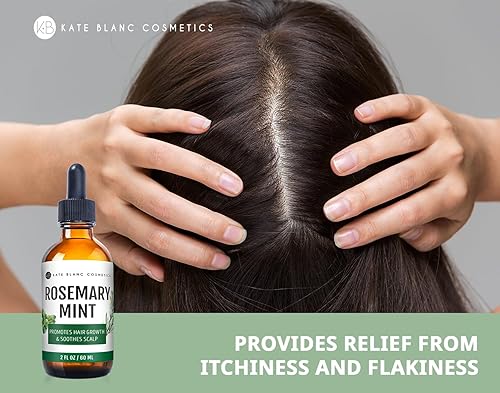 Miniatura 4 de Kate Blanc Cosmetics Aceite de menta de romero para el crecimiento del cabello y picazón del cuero cabelludo (2 onzas) formulado con aceite de