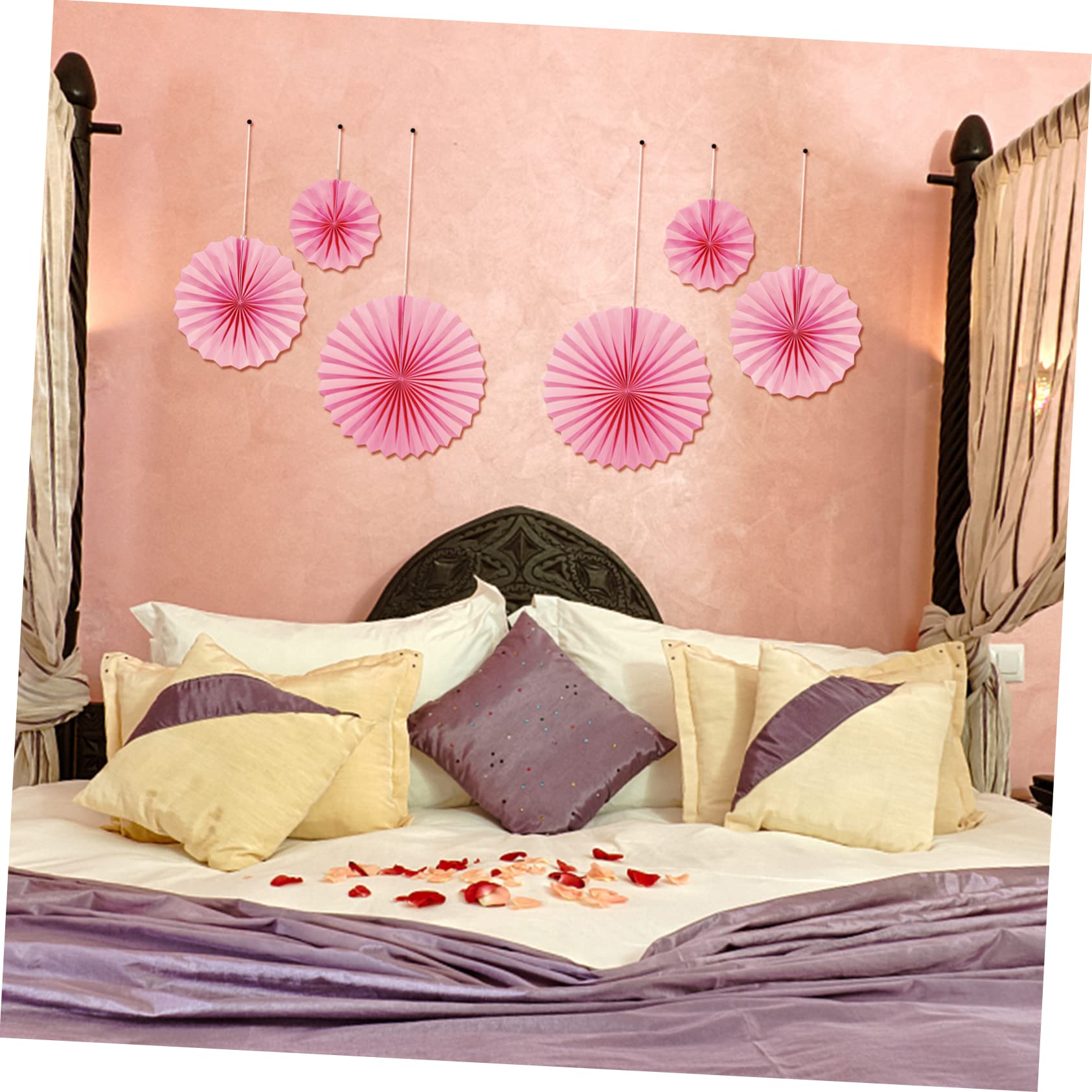 Amosfun 12piezas Ventiladores De Papel Decorativos para Fiestas Adornos De Flores para Bodas y Celebraciones Vibrantes para Decoración del Hogar y Eventos Especiales