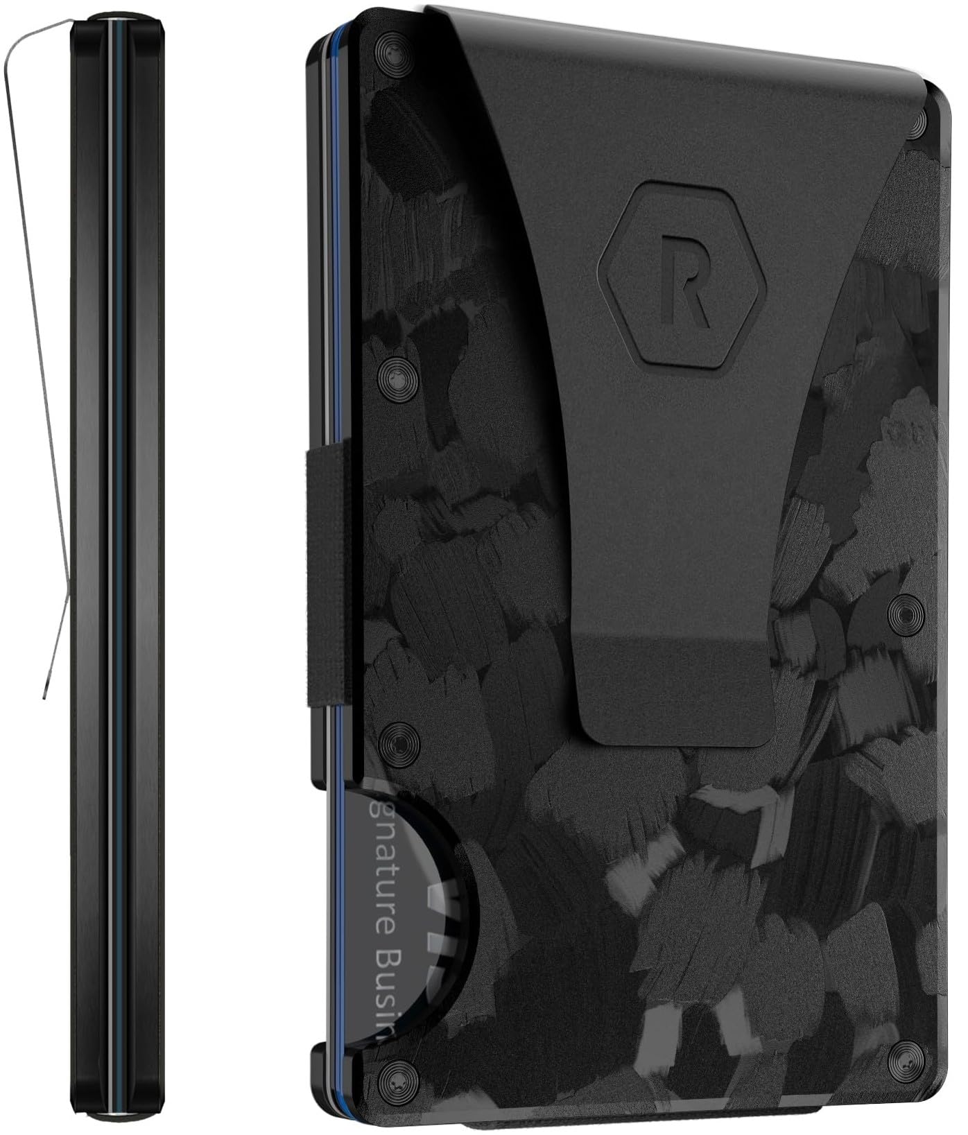The Ridge Minimalist Slim Wallet for Men – Kreditkartenetui mit RFID-Blockierung auf der Vordertasche – kleine Geldbörsen für Männer aus Aluminium und Metall mit Geldklammer (Carbonfaser)