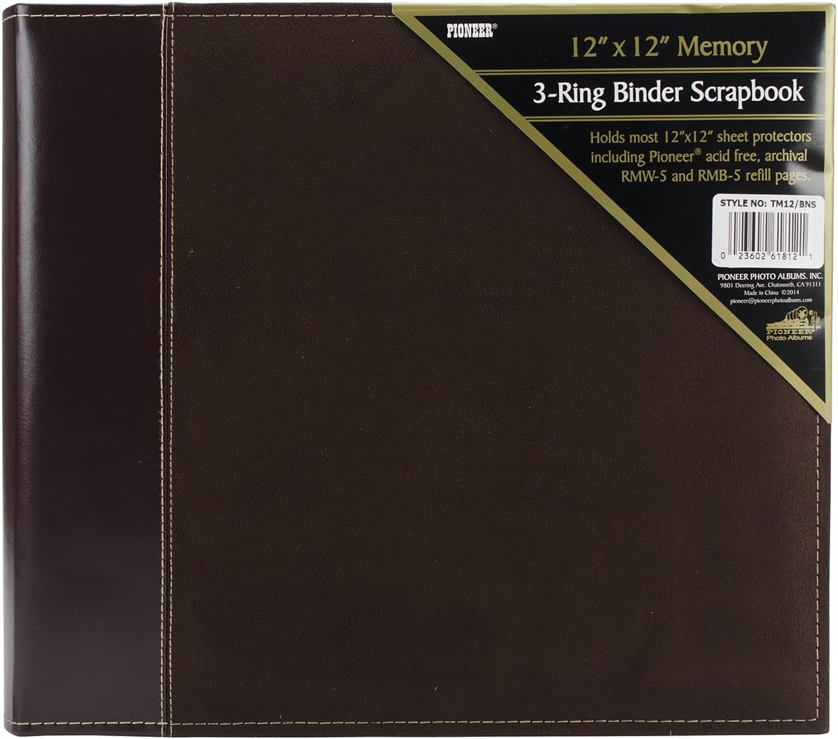 Pioneer Photo Albums12 Inch By 12 Inch 3-Ring Faux Suede Cover Scrapbook Binder, Brown