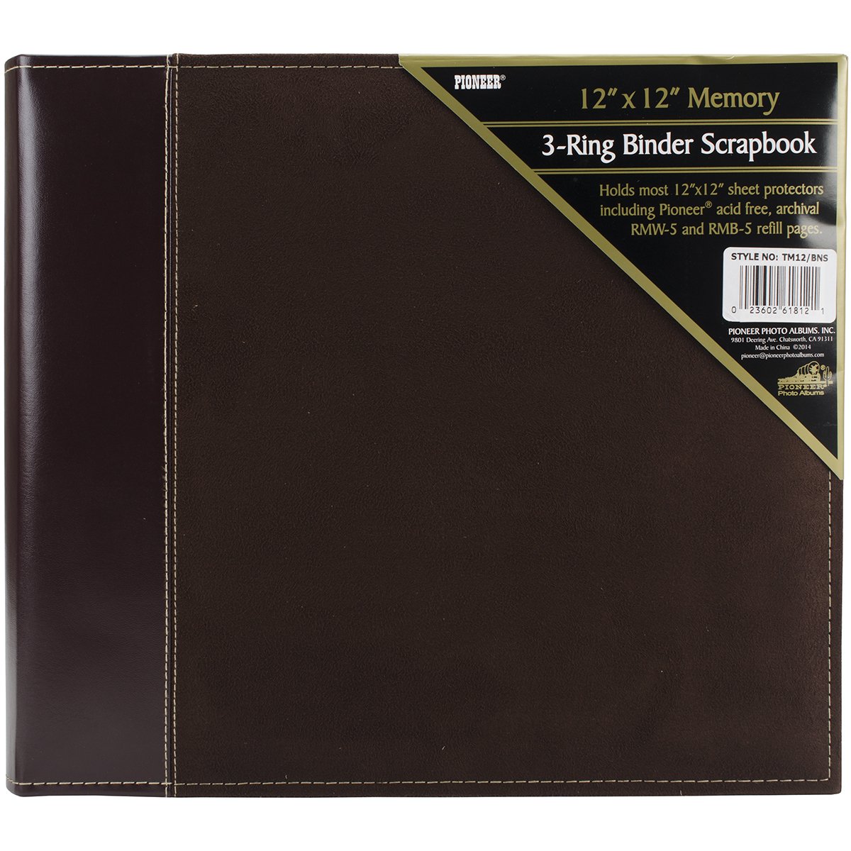 Pioneer Photo Albums12 Inch By 12 Inch 3-Ring Faux Suede Cover Scrapbook Binder, Brown