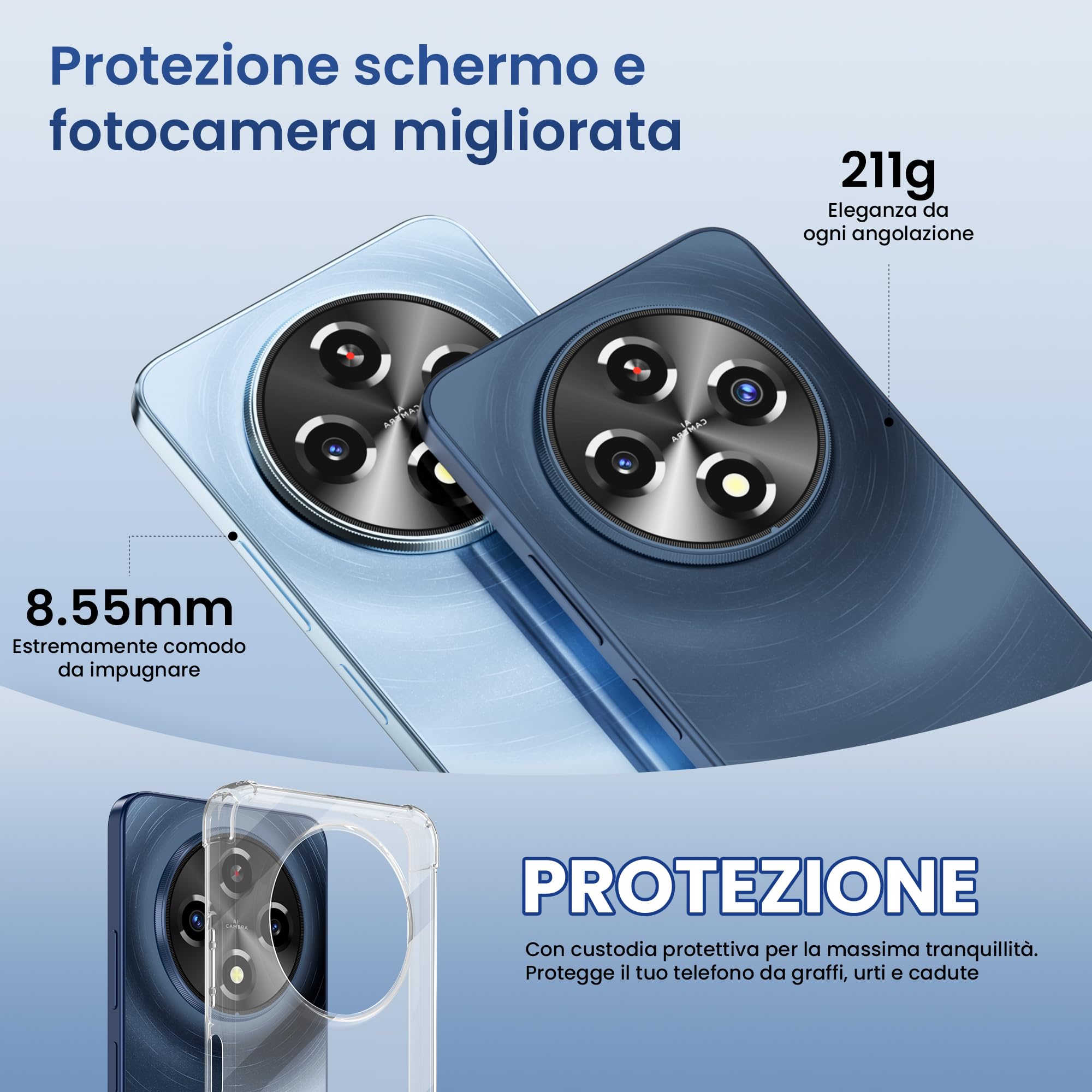 A12 Pro Android 15 Smartphone Libero, 24GB+256GB /TF 1TB, 6.9" HD+Schermo/120Hz Telefono Cellulare, 50MP +8MP Fotocamera, 6500mAh Batterie, 4G Dual SIM/Widevine L1/Face Unlock