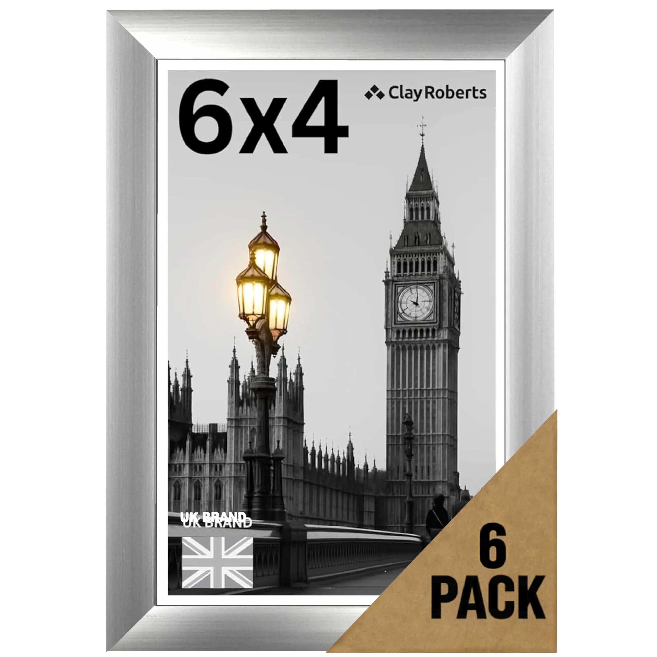 6x4 Silver Grey Photo Frame Picture Frame, Freestanding and Wall Mount, 10x15cm, 4x6 Frame for Wall Collage Display, Shelf and Staircase, Home or Gift.