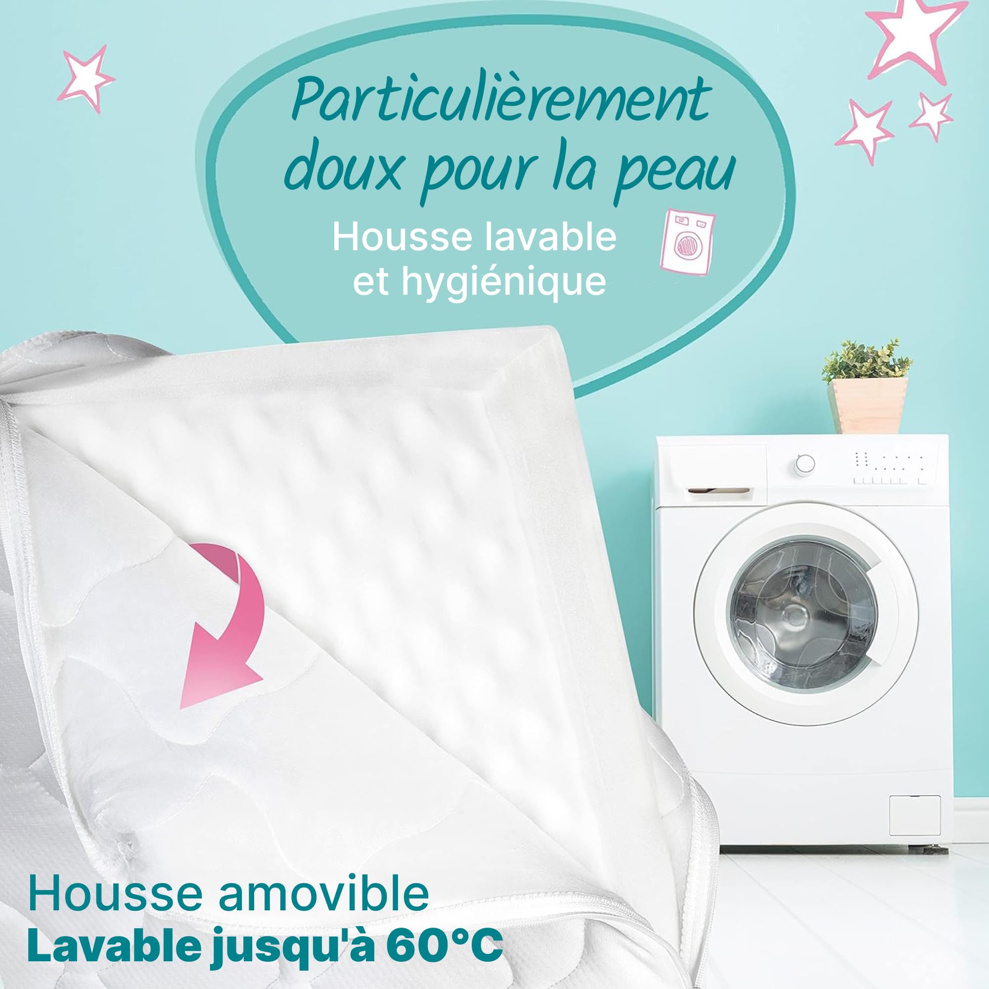 Sun Garden Matelas Bébé, Matelas Enfant 60x120 cm avec Bord Stable | Certifié Oeko-Tex 100 | Mousse, Lavable jusqu'à 60°C, Confort de Sommeil Élevé, Durable