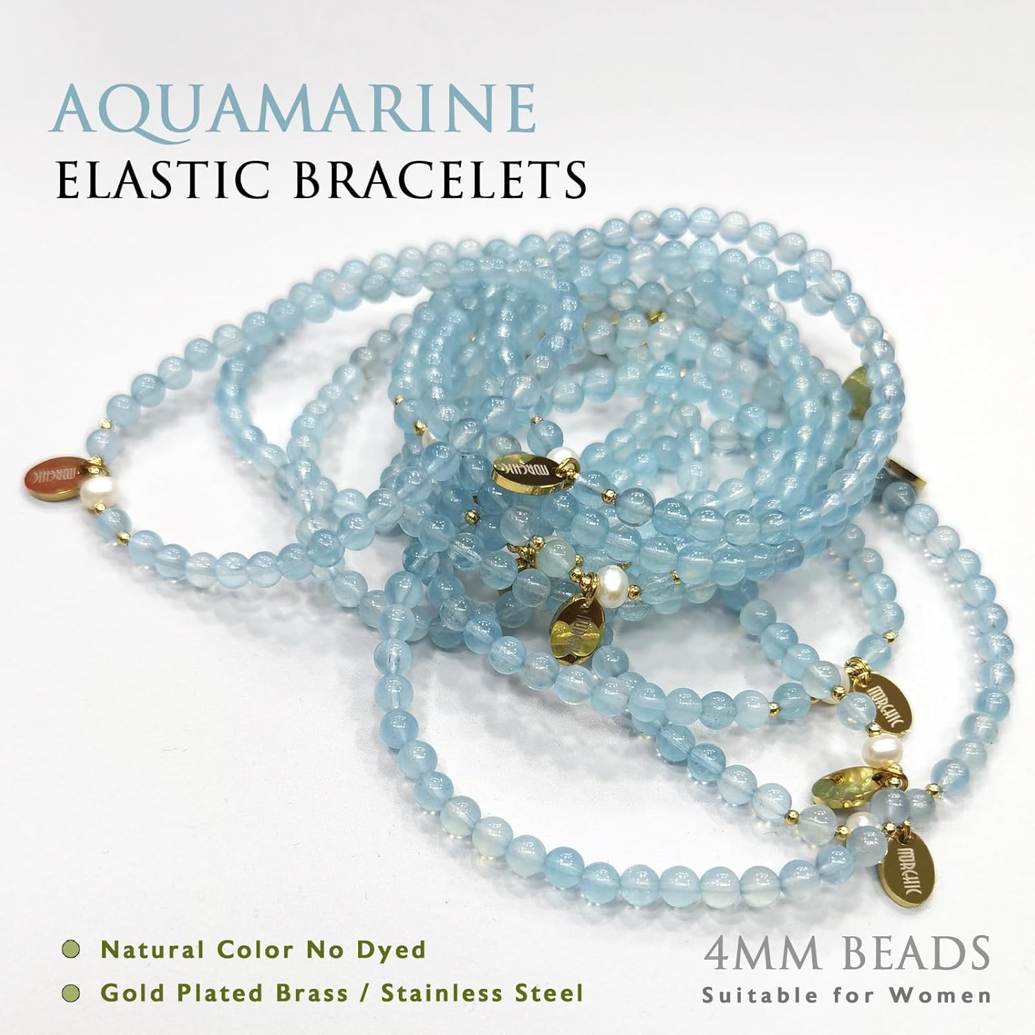 Morchic 4mm Natural Gemstone Beads Stretch Bracelet for Women, With Freshwater Pearls, Energy Gem Birthday Gift for Her 7.2” - Image 5