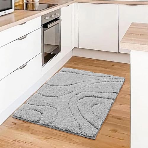 Miniatura 3 de DEXDE Alfombras de baño, alfombra de baño de microfibra lanuda de felpa suave, antideslizante, para suelo de baño, lavable a máquina, alfombra