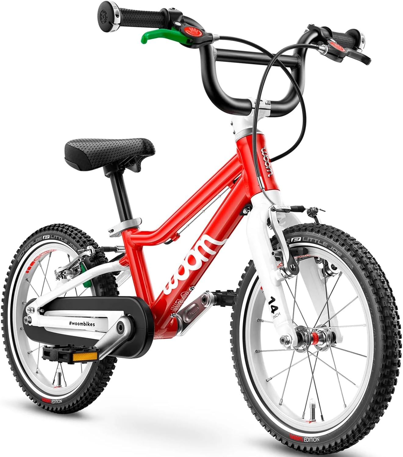 woom 2 Children’s Bicycle for Kids 3-4.5 Years Old, 14-Inch Wheels, Lightweight Bike with Handbrake & Chain Guard, Boys & Girls – Red
