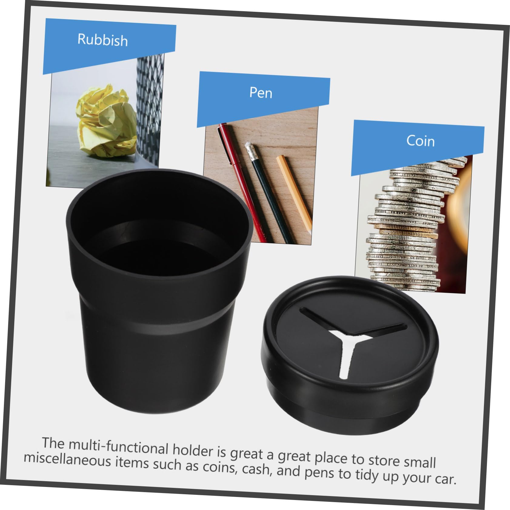 Amosfun 2 Ensembles Poubelle De Voiture Compacte Avec Couvercle Conteneur À Déchets Forme De Tasse Pour Voiture Et Maison Pour Intérieur Propre Et Ordonné 2 Pièces * 2