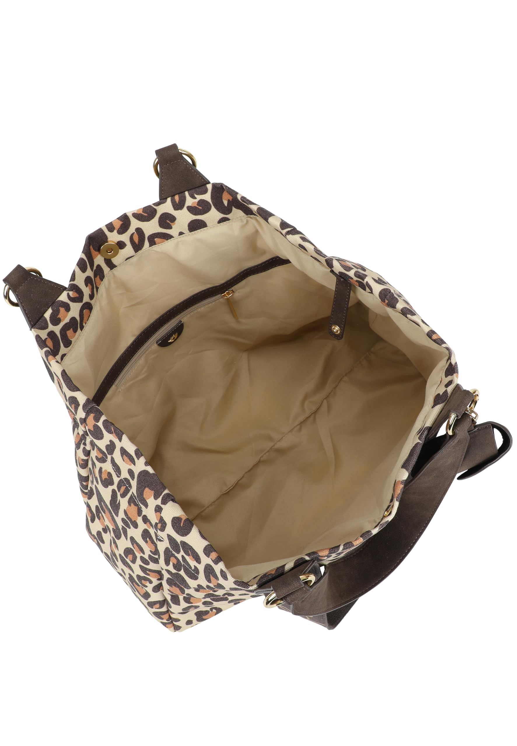 Fritzi Izzy Medium Limited Leo Camel Shopper Damen Schultertasche Handtasche Freizeit Alltag Magnetverschluss Canvas 39 x 42 x 15 cm, Camel