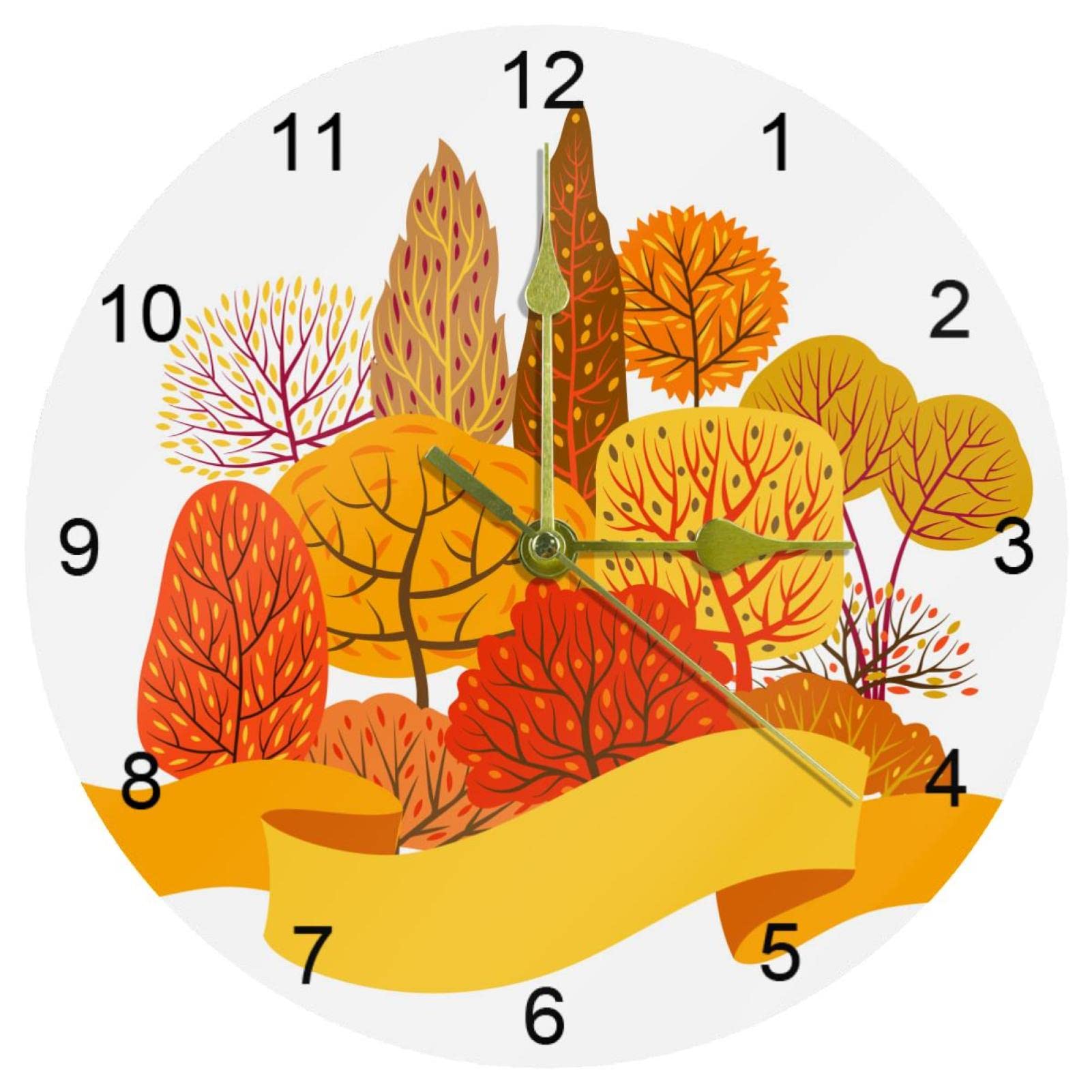 Horloge murale arbre d'automne 25,4 cm avec chiffres arabes pour bureau
