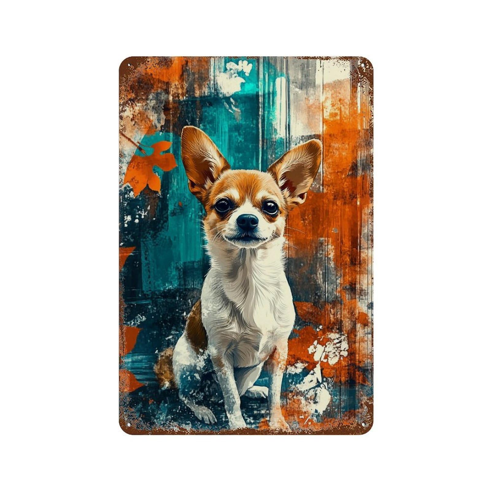 Chihuahua Art Print Rusty Metal Tin Sign 11.8"x7.9", for Pub, Kitchen And Man Cave Decor, Novelty Wall Decor