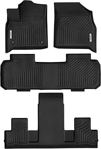 OEDRO Alfombrillas compatibles con Chevrolet Traverse 2018-2023 con asientos de cubo de 2 fila, protector único de TPE negro para todo tipo de