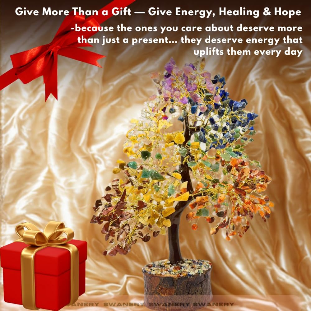 Crystal Tree of Life 7 Chakra Healing Crystal Trees for Home Decor, Office Desk Decor, Living Room Decor, Handmade Bonsai Trees for Positive Energy, Money, Good Luck Birthday Gifts for Women - Image 2