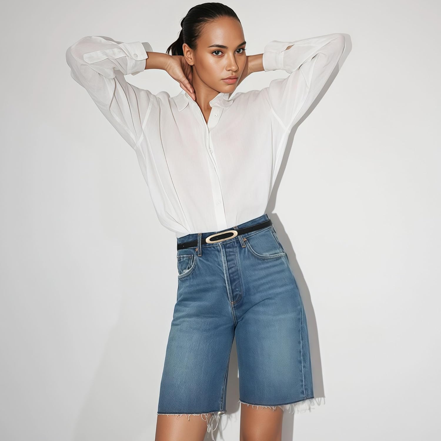 HOTWILL Women Skinny Belt for Jeans Dresses Thin Waist Ladies Faux Leather Belts with Gold Buckle - Image 2