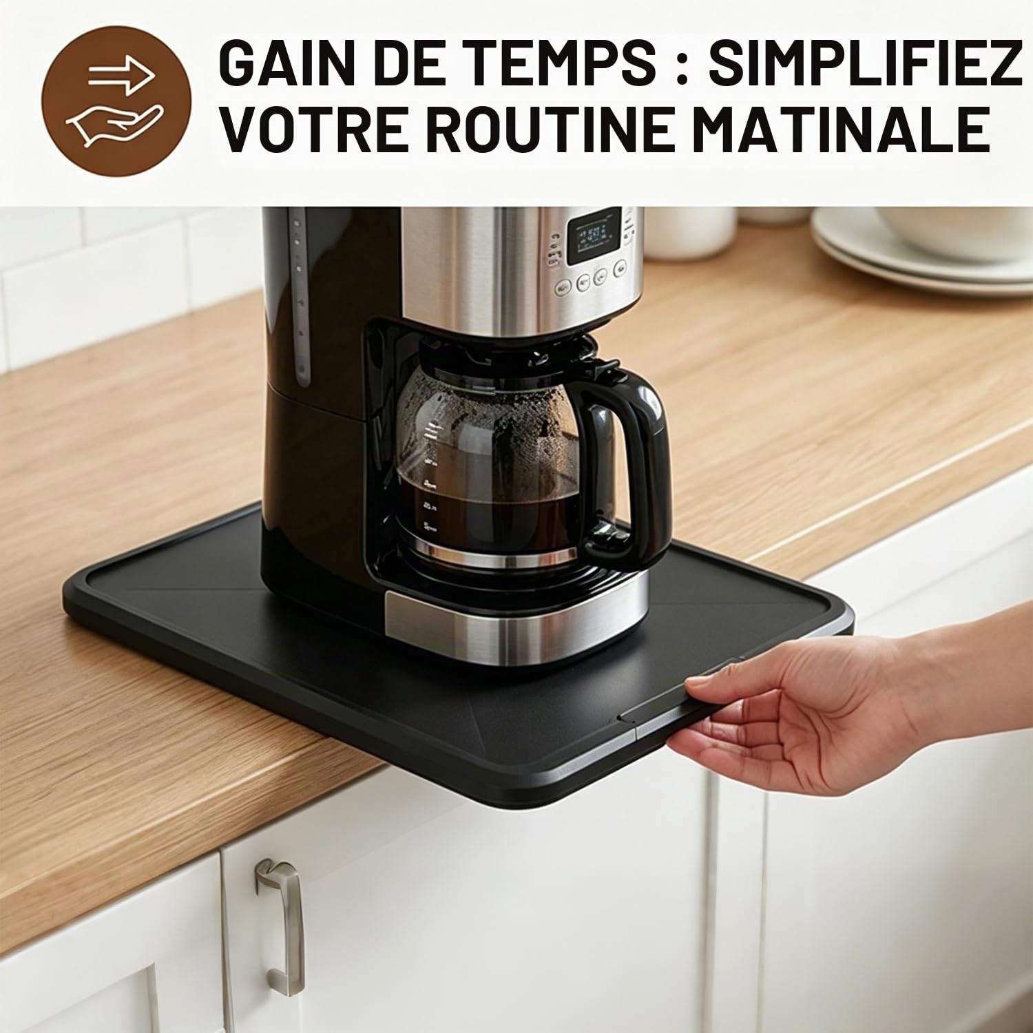Plateau Coulissant Accessoire de Rangement pour Ustensiles de Cuisine et Électroménager