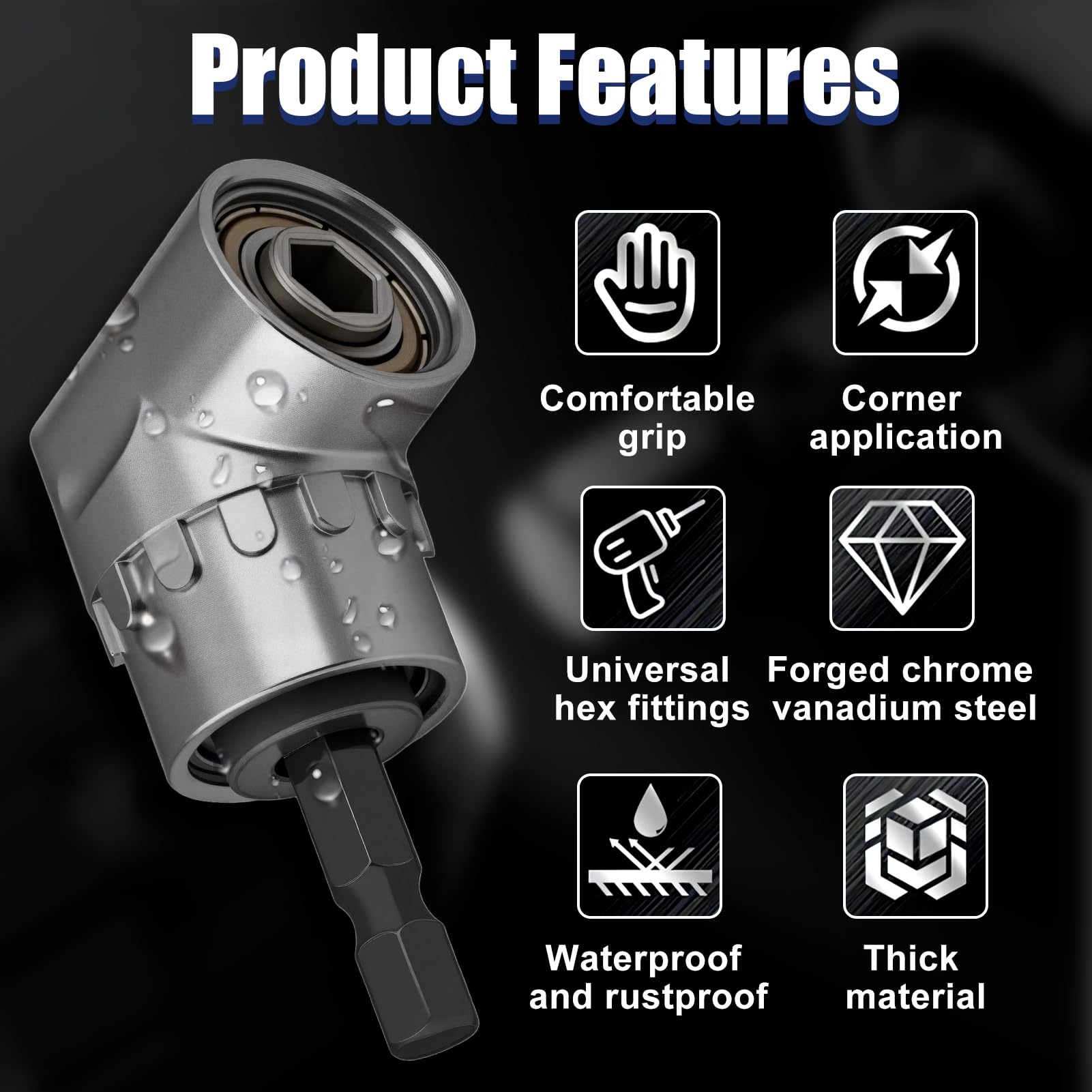 105 Right Angle Drill Attachment, 1/4-inch Hex Shank Right Angled Screwdriver Drill Bit Holder Extension for Tight Spaces and Corners - Image 4