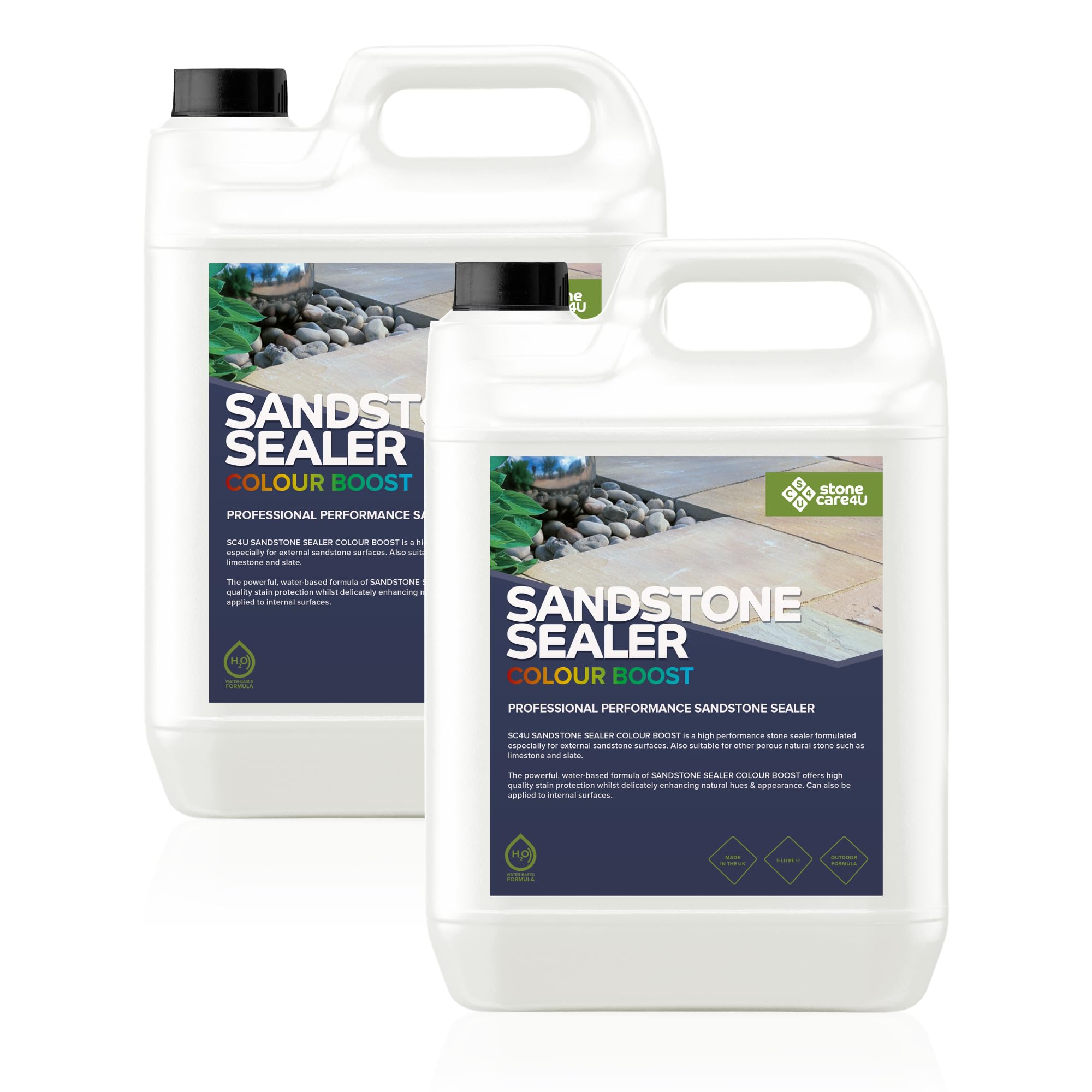 StoneCare4U - Sandstone Sealer Colour Boost - 2 x 5L - Colour Enhancement Exterior Natural Stone Sealant for Sandstone, Limestone, Slate & More. Outdoor Clear Sealant for Patio, Drive & Paths