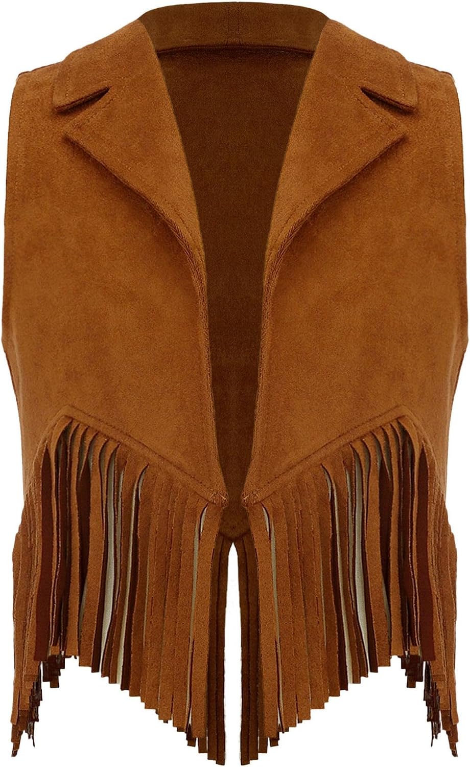 Choomomo Kids Girls Western Cowgirl Vest Fringe Tassel Dressy Waistcoat Lapel Sleeveless Jacket Tops