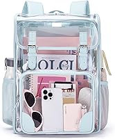 Vista 1 de mommore Mochila transparente resistente, grande, transparente, para escuela, PVC, aprobada para estadios, mochila transparente