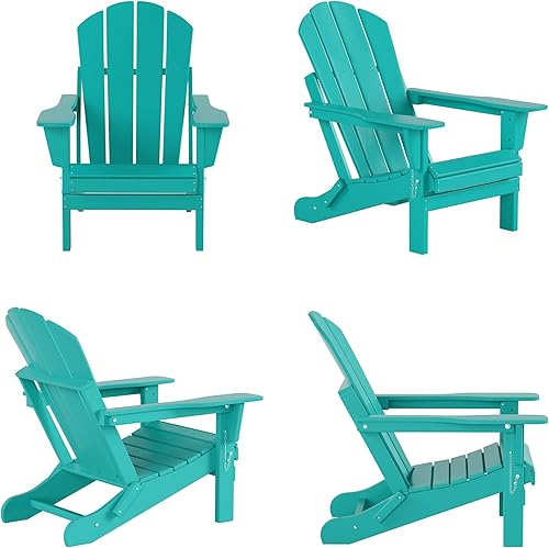 Miniatura 5 de WestinTrends Malibu - Silla de salón para exteriores, juego de 2 sillas Adirondack con otomana, sillas plegables de madera de polietileno para todo