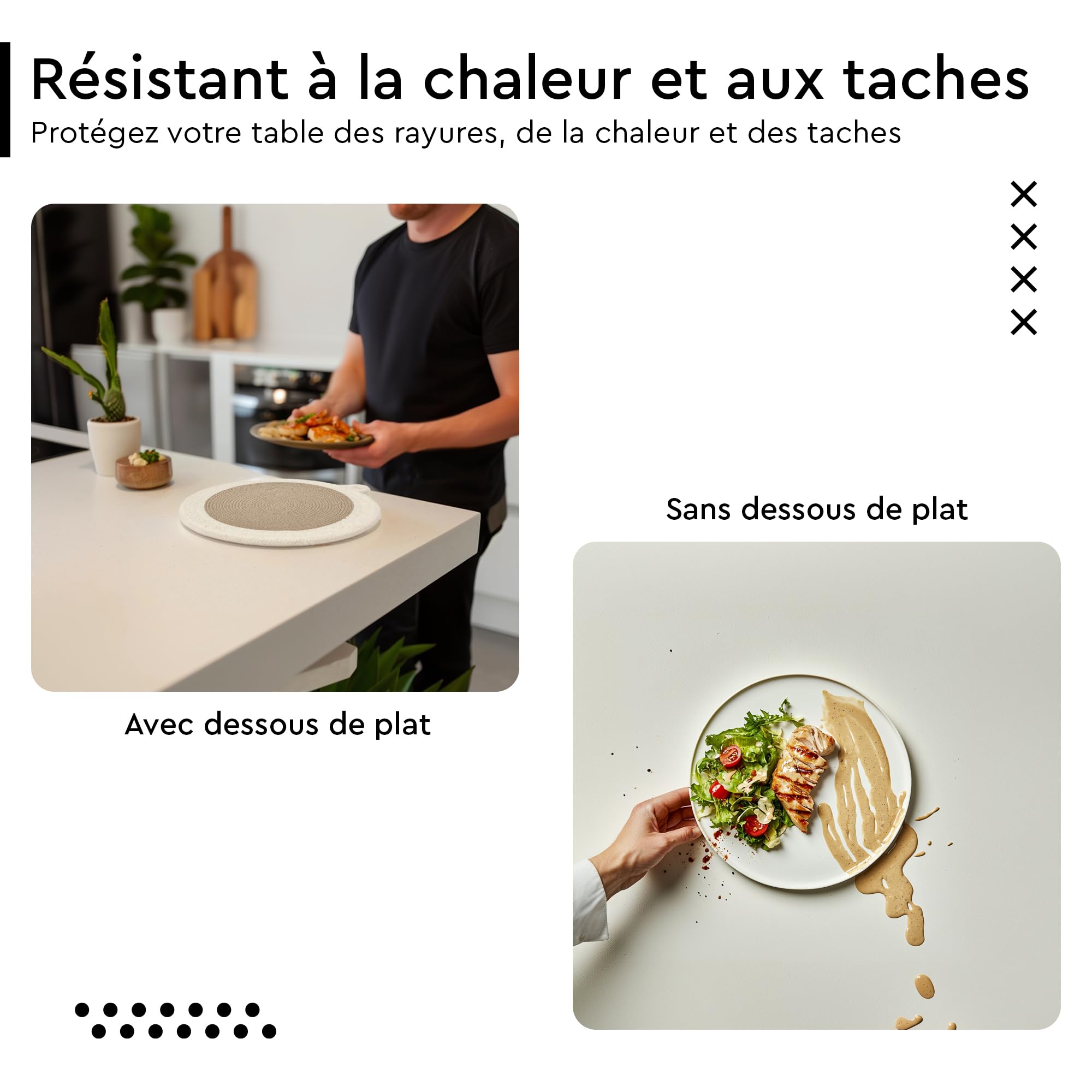 Encasa XO Dessous De Plat Rond Avec Boucle Pour Suspendre | Combo