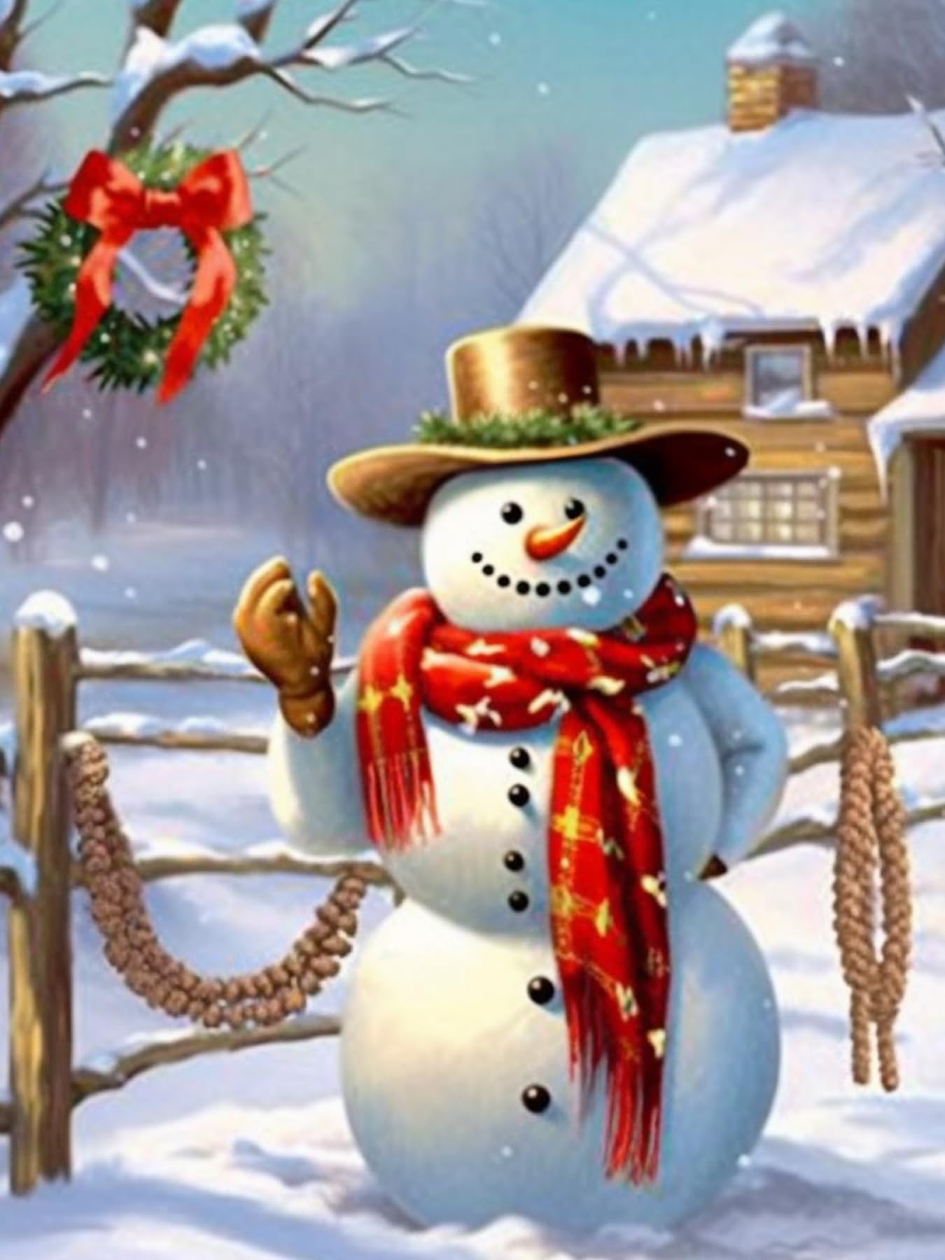 Zariocy 5D Diamond Painting Natale, Pittura Diamante Kit Babbo Natale Tondo Da Ricamo Artigianale Per Pittura Con Strass Artigianato Per La Decorazione Della Parete Di Casa 30x40 Cm