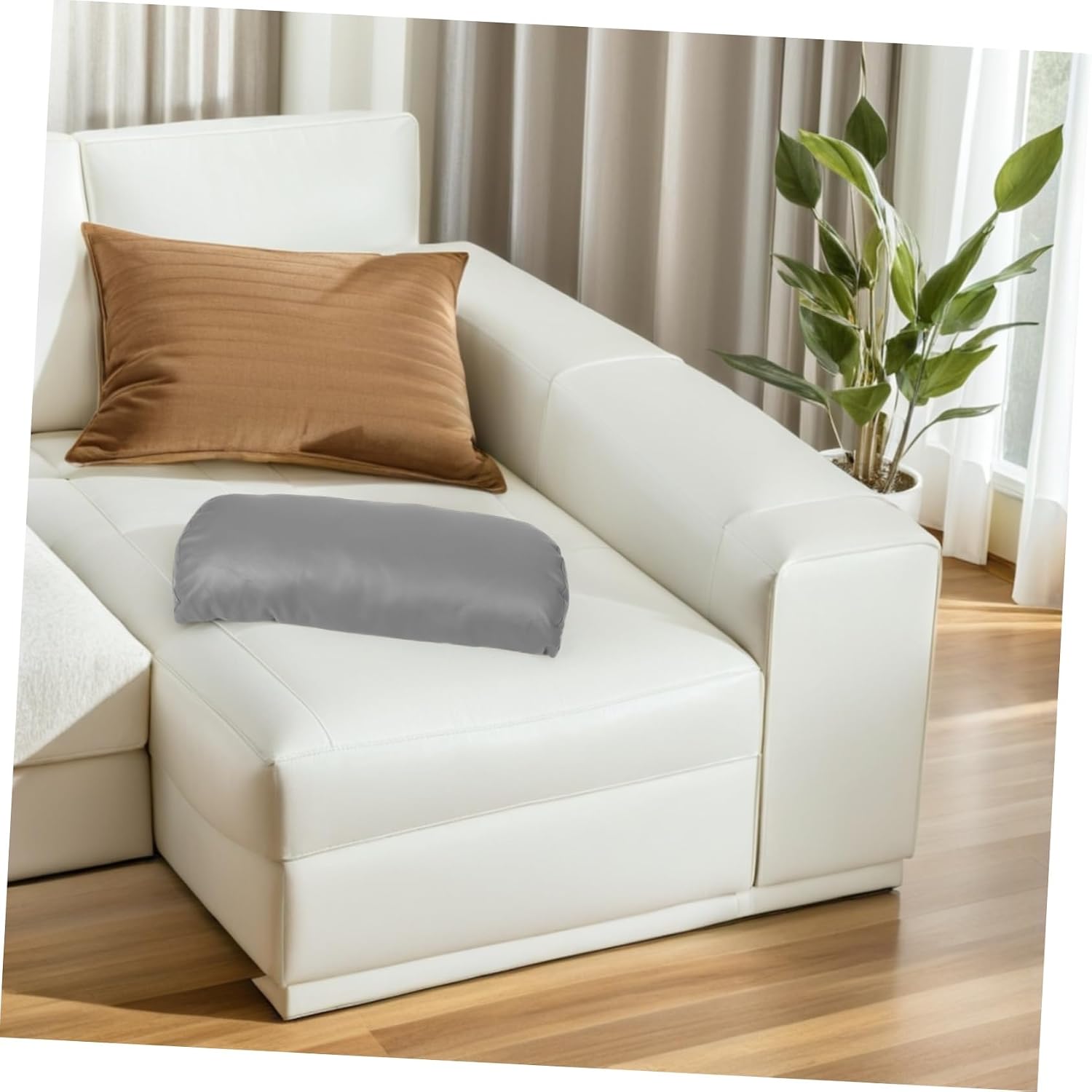 Didiseaon Ergonomic Recliner Leg Rest Cushion with Soft Faux Leather Under Knee Foot Support Pillow for Improved Sitting Posture and Beauty Care Gray Sofa Footrest Bolster for Manicure and