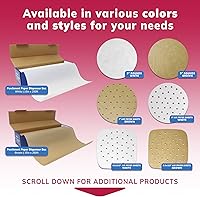 Vista 6 de Reli. Forros de papel pergamino para freidora de aire (400 unidades), color blanco, hojas desechables redondas de 9 pulgadas, papel pergamino