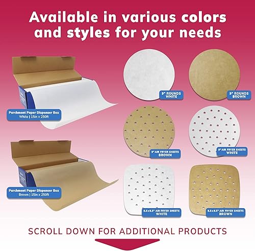Miniatura 6 de Reli. Forros de papel pergamino para freidora de aire (400 unidades), marrón, hojas redondas de 9 pulgadas  Papel pergamino sin blanquear para