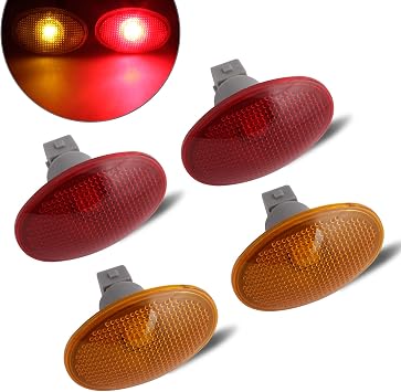 LED Dually Bed Fender Side Marker Lights Amber Red Sidemarker Lamps Replacement Compatible with 1999 to 2010 Ford F350 F450 F550 Dually - Pack of 4 orange and red