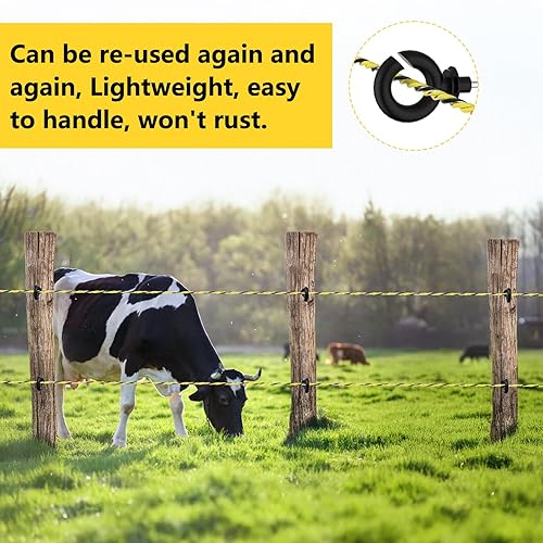 Miniatura 5 de Alambre eléctrico para valla de 3366 pies, 3,366.1 ft con 9 soportes de acero inoxidable, kit de cuerda de alambre de esgrima eléctrica para ganado,