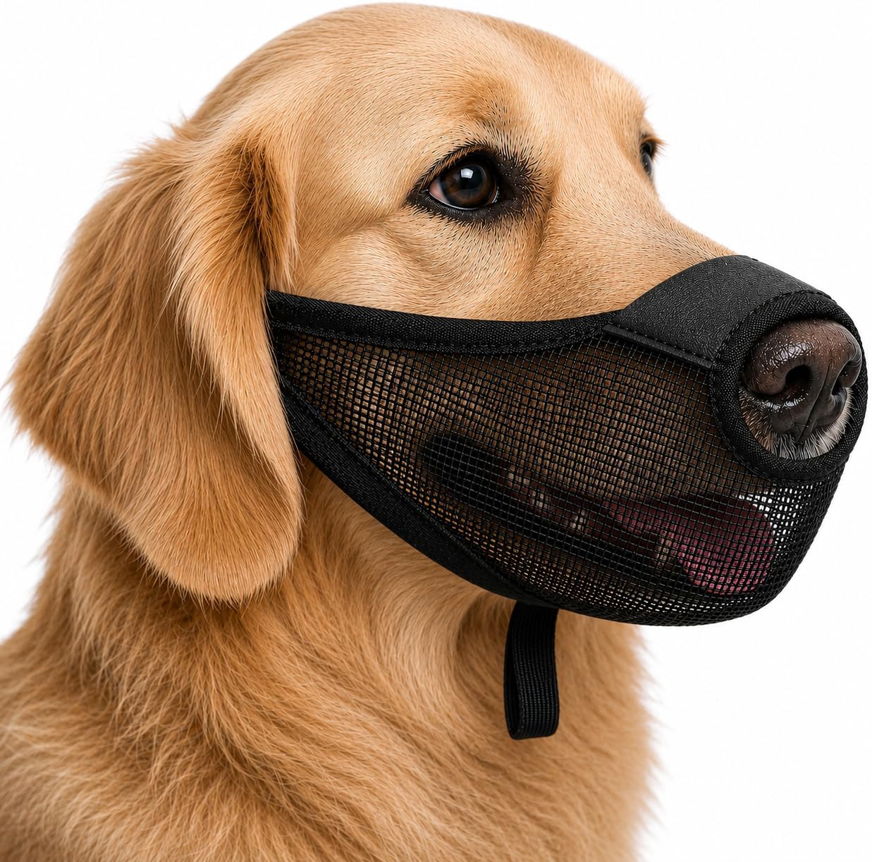 Dog Muzzle, Soft Air Mesh Muzzles with Front Opening, Allows Panting and Drinking(G-Black-M)