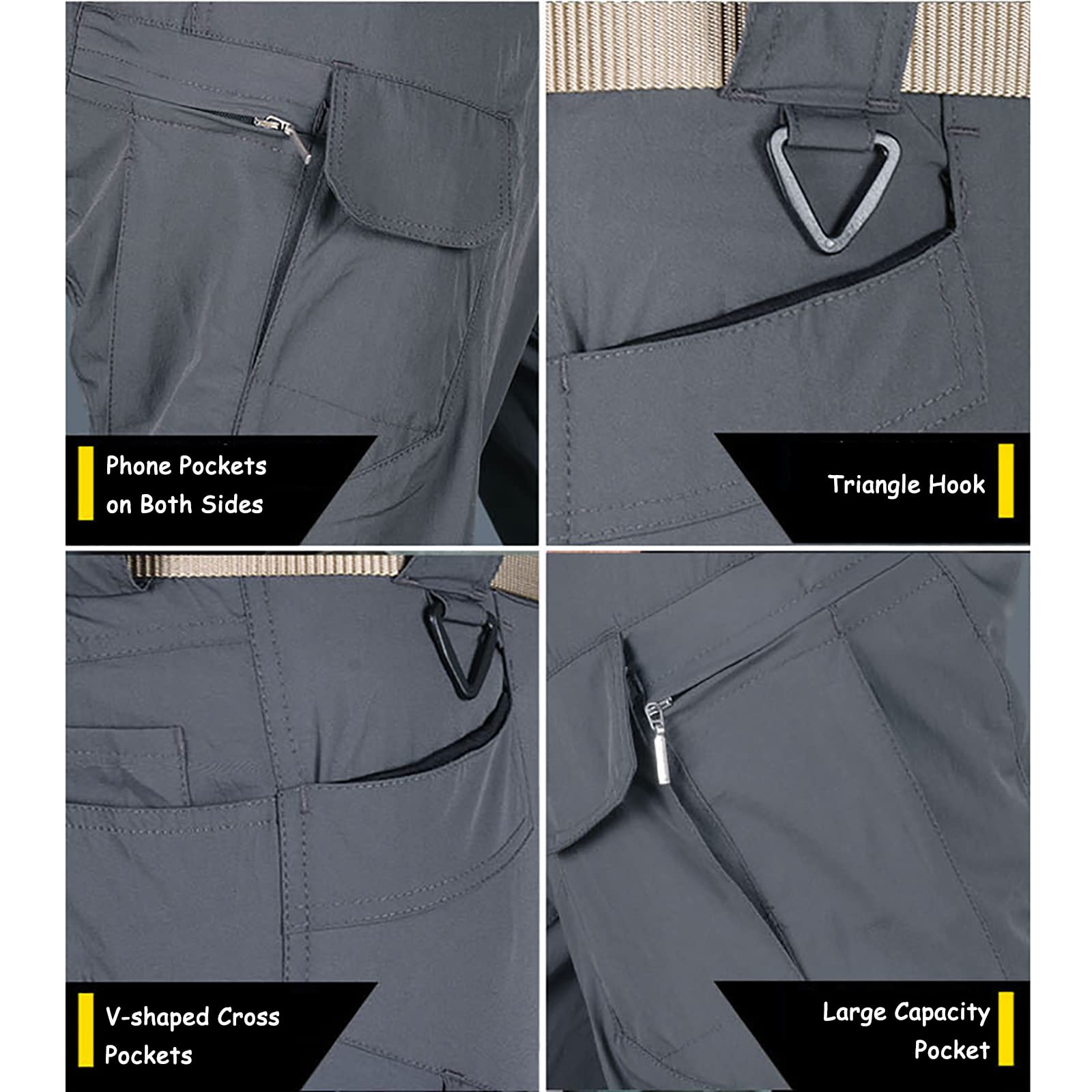 Pantalones de Combate Táctico para Hombre Antidesgarro Multibolsillos Pantalones Cargo Militares para Senderismo Caza Camping(Size:L,Color:Negro)