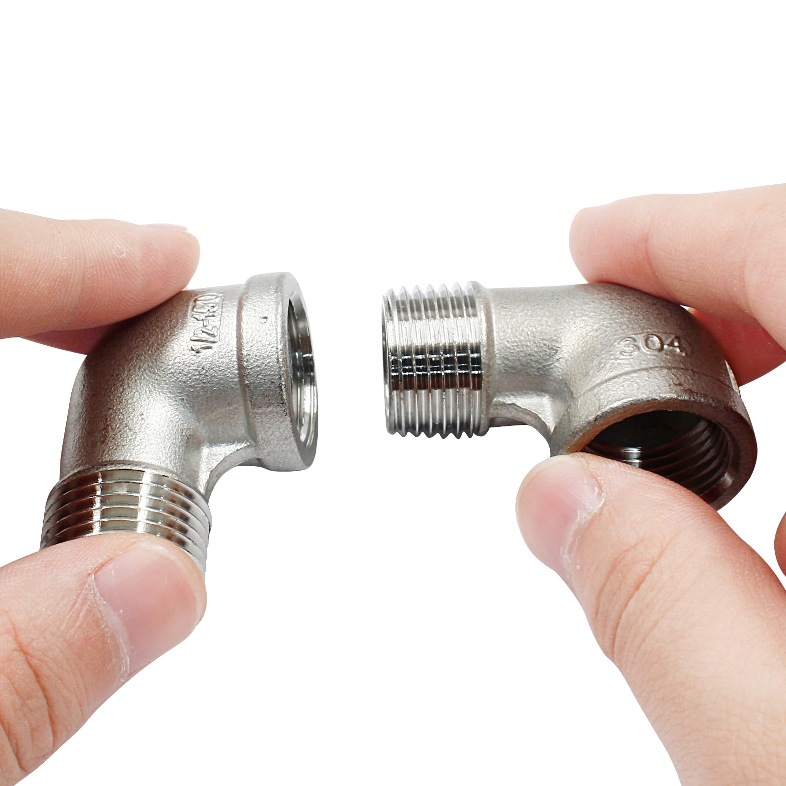Murtenze 2-Pack 304 Stainless Steel 90 Degree Elbow - 1/2" NPT Female Threaded Pipe Fitting, Cast Construction, High Pressure - View #11