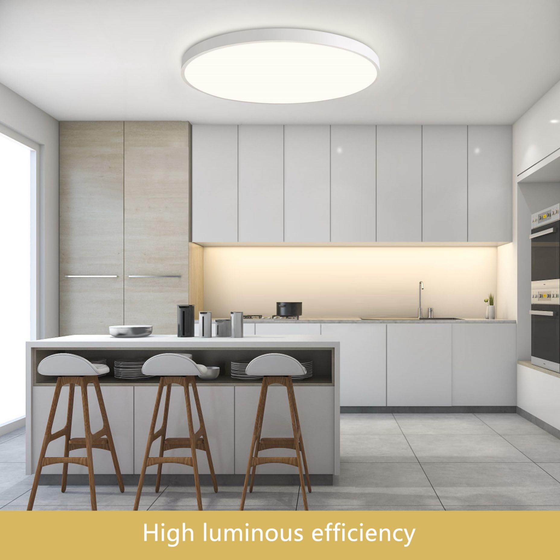 54W LED Deckenlampe Dimmbar mit Fernbedienung 3000K-6500K Ultra Dünn Ø50x4CM Flach Runde Deckenleuchte kompatibel mit Alexa Google Home Wifi Lampe für Wohnzimmer Schlafzimmer
