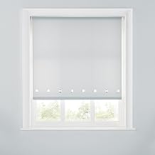 Trimmable Square Eyelet Roller Blind - 4FT - GREY - 120cm(W) x170cm(L) | Polyester Light-Filtering Roller Blind, Trim-To-Size for a Custom Fit, Brackets Inc, Ideal for Bedrooms, Kitchens & Lounges