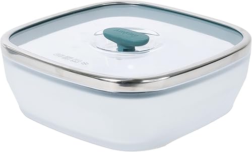 Anyday Almacenamiento de alimentos cuadrado de vidrio de 10 tazas con tapa de vidrio  Utensilios de cocina y microondas sin plástico  Recipiente de
