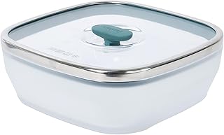Anyday 10-Cup Square Glass Food Storage with Glass Lid | Plastic-Free Meal Prep & Microwave Cookware | Stackable Airtight Storage Container with Vented Lid for Microwave-Safe Reheating