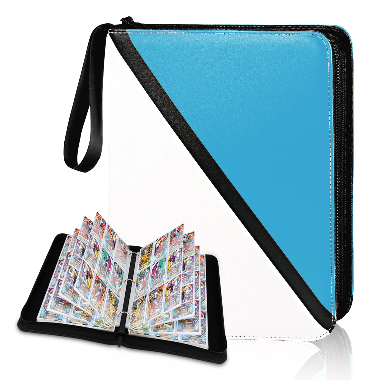 Sammelkartenbinder 9 Taschen, 900 Taschen Kartenhalter mit 50 abnehmbaren Hüllen für Spielkarten, Kartenhalter 9 Taschen, Premium-Kartenbuch, Spielkarten & Sportkarten