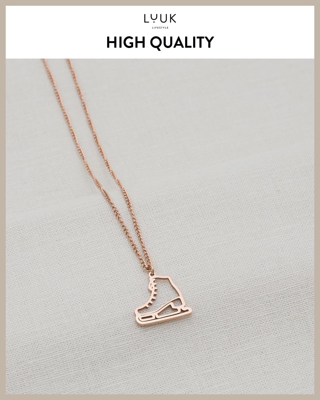LUUK LIFESTYLE Modern Stainless Steel Necklace with Pendant, 50 cm Adjustable Length, Jewelry Gift for Best Friend