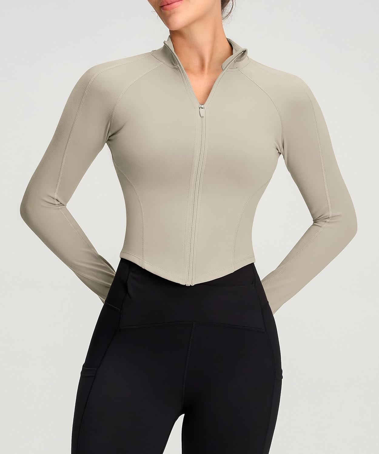 Womens Zip Up Bbl Jacket Lightweight Cropped Athletic Jacket Track Gym Workout Jackets for Running Yoga Hiking - Image 3