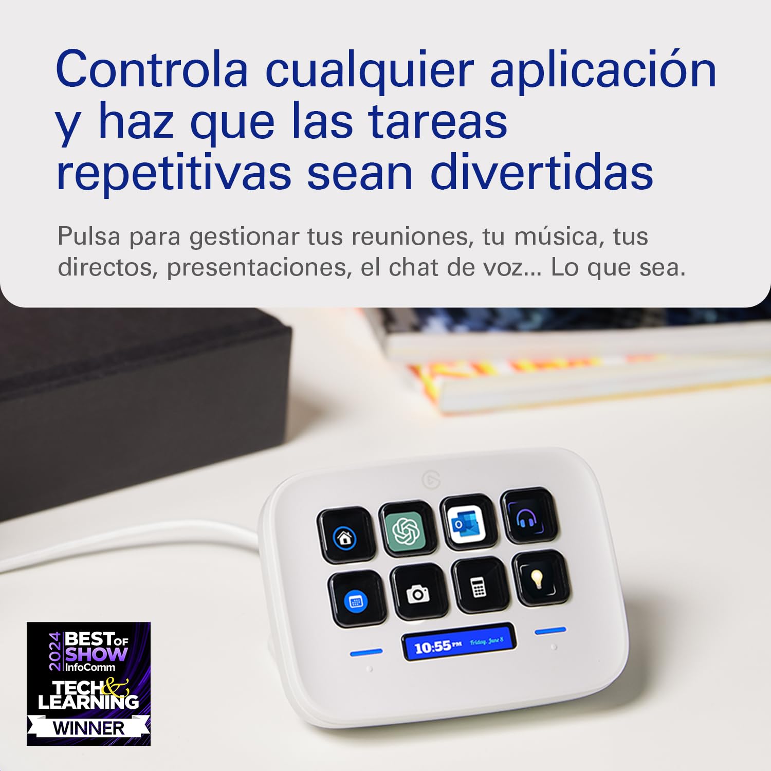 Elgato Stream Deck Neo – 8 teclas personalizables, 2 Touch Points, vuela por tus tareas y procesos - Controla Word, Excel, PowerPoint, Teams, Zoom, Spotify, etc. Configuración sencilla - Para Mac y PC