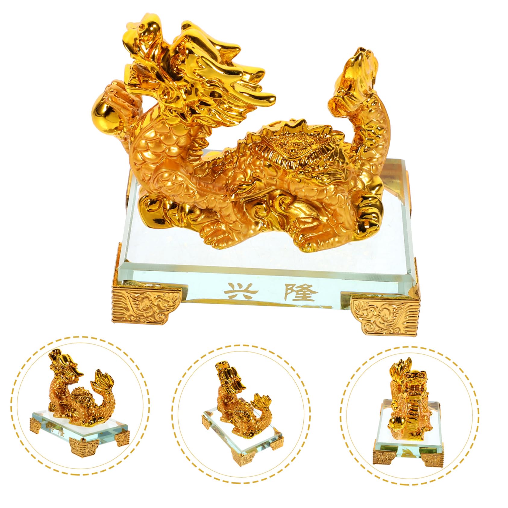 Amazon.co.jp: STOBOK の龍の樹脂彫像 卓上用龍の置物 装飾品